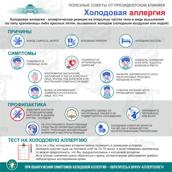 Полезные советы от Президентской клиники. Холодовая аллергия